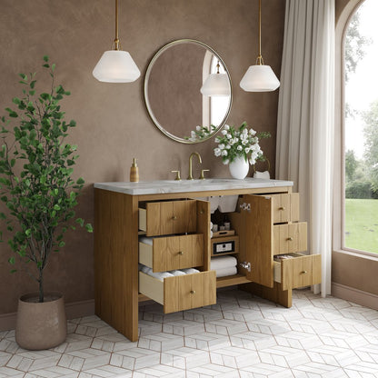 James Martin - Hudson 48" Single Vanity, Light Natural Oak w/ 3 CM Victorian Silver Top - 435-V48-LNO-3VSL view 5