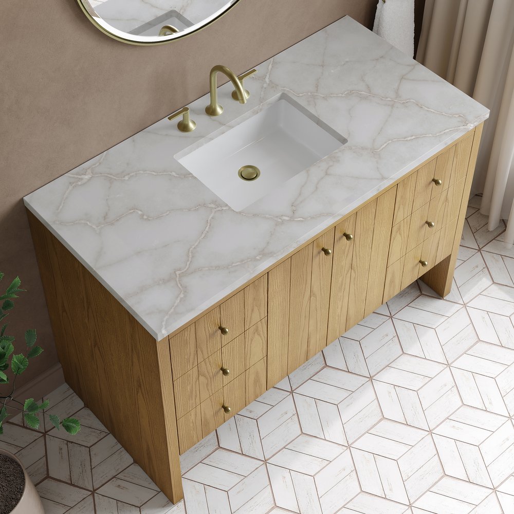James Martin - Hudson 48" Single Vanity, Light Natural Oak w/ 3 CM Victorian Silver Top - 435-V48-LNO-3VSL view 8