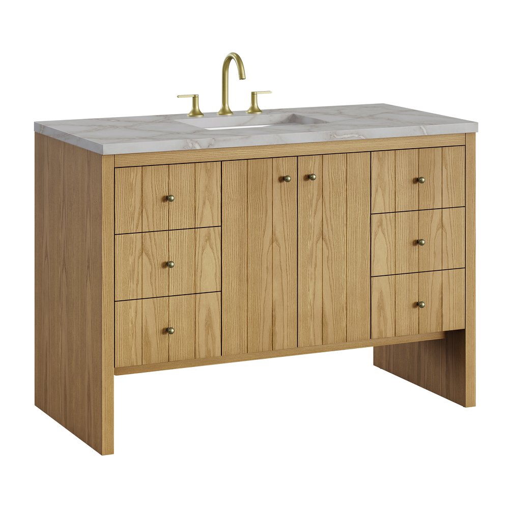James Martin - Hudson 48" Single Vanity, Light Natural Oak w/ 3 CM Victorian Silver Top - 435-V48-LNO-3VSL view 11