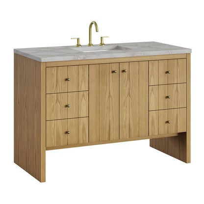James Martin - Hudson 48" Single Vanity, Light Natural Oak w/ 3 CM Victorian Silver Top - 435-V48-LNO-3VSL view 11