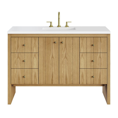 James Martin - Hudson 48" Single Vanity, Light Natural Oak w/ 3 CM White Zeus Top - 435-V48-LNO-3WZ view 1
