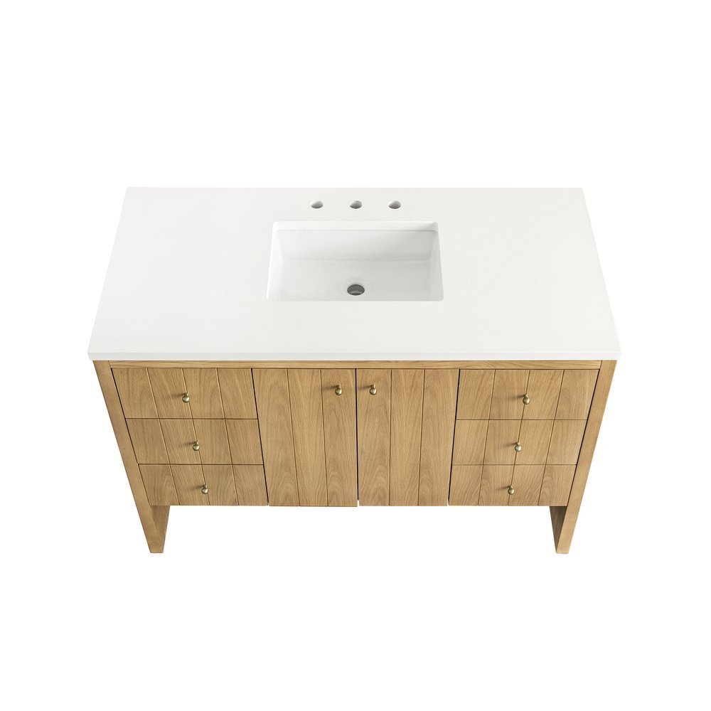 James Martin - Hudson 48" Single Vanity, Light Natural Oak w/ 3 CM White Zeus Top - 435-V48-LNO-3WZ view 9