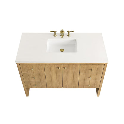 James Martin - Hudson 48" Single Vanity, Light Natural Oak w/ 3 CM White Zeus Top - 435-V48-LNO-3WZ view 10