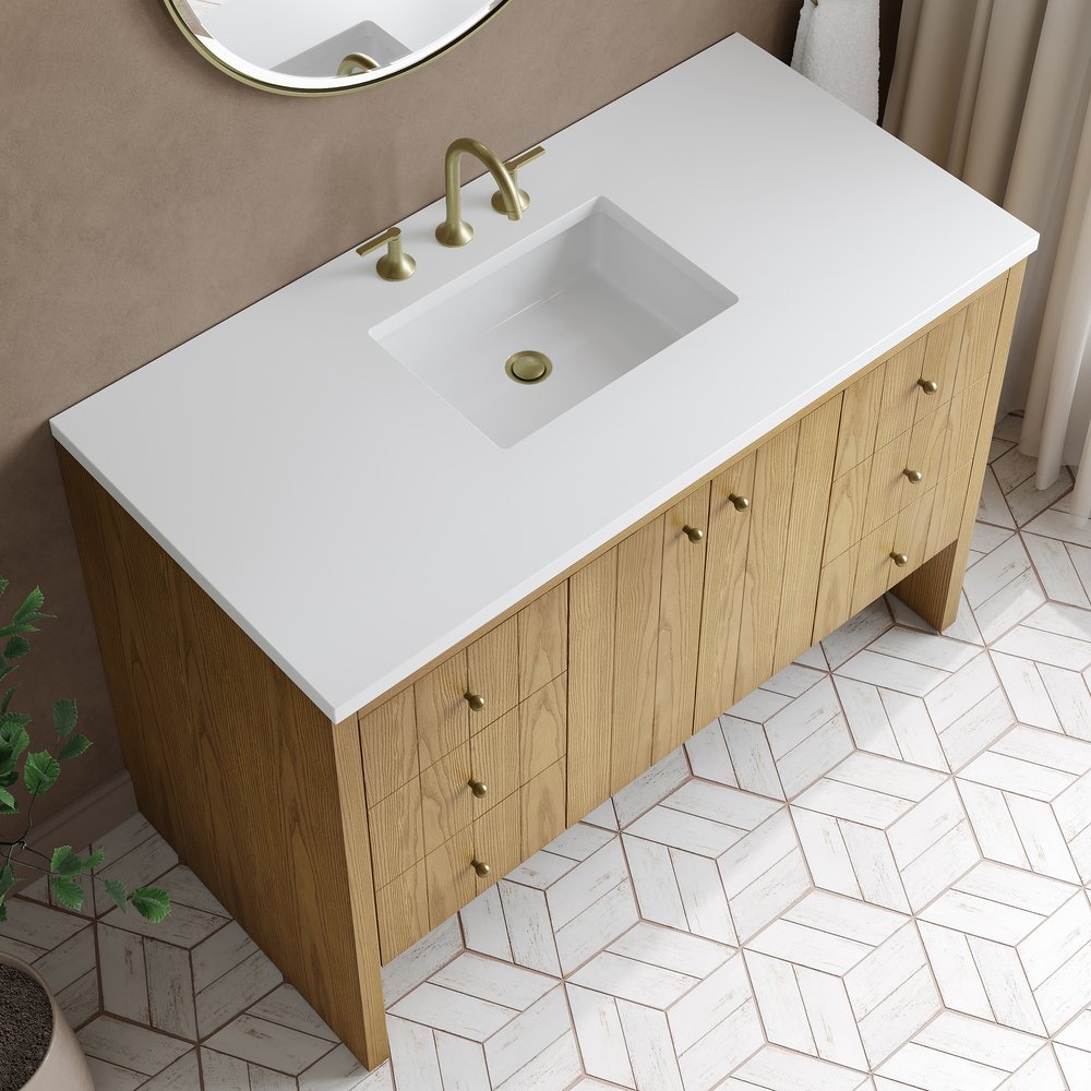 James Martin - Hudson 48" Single Vanity, Light Natural Oak w/ 3 CM White Zeus Top - 435-V48-LNO-3WZ view 11