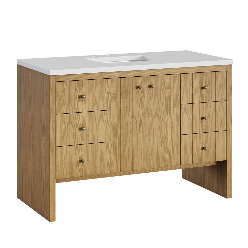 James Martin - Hudson 48" Single Vanity, Light Natural Oak w/ 3 CM White Zeus Top - 435-V48-LNO-3WZ view 14