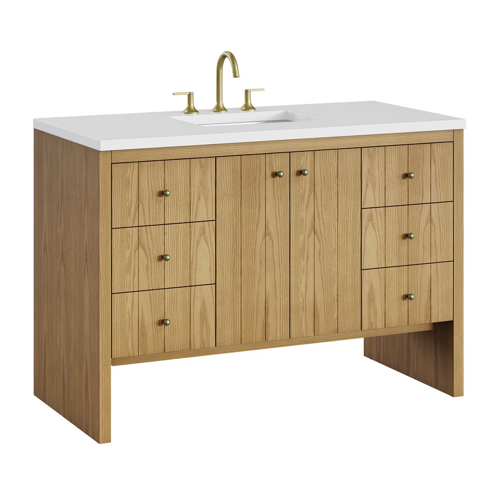 James Martin - Hudson 48" Single Vanity, Light Natural Oak w/ 3 CM White Zeus Top - 435-V48-LNO-3WZ view 15