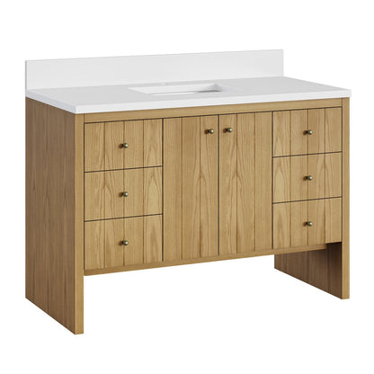 James Martin - Hudson 48" Single Vanity, Light Natural Oak w/ Single Hole 3 CM White Zeus Top & Backsplash - 435-V48-LNO-1WZ view 9
