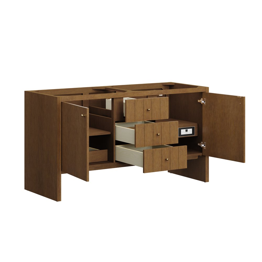 James Martin - Hudson 60" Double Vanity, Honey Oak w/ 3 CM Charcoal Soapstone Silestone Top - 435-V60D-HNO-3CSP view 9