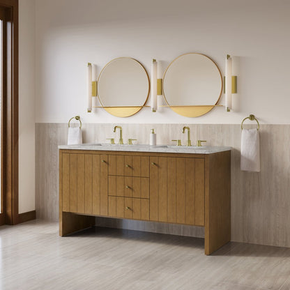 James Martin - Hudson 60" Double Vanity, Honey Oak w/ 3 CM Eternal Jasmine Pearl Silestone Top - 435-V60D-HNO-3EJP view 4