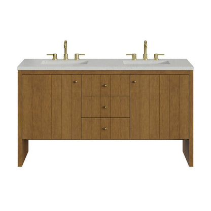 James Martin - Hudson 60" Double Vanity, Honey Oak w/ 3 CM Lime Delight Silestone Top - 435-V60D-HNO-3LDL view 1