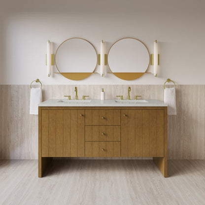James Martin - Hudson 60" Double Vanity, Honey Oak w/ 3 CM Lime Delight Silestone Top - 435-V60D-HNO-3LDL view 3