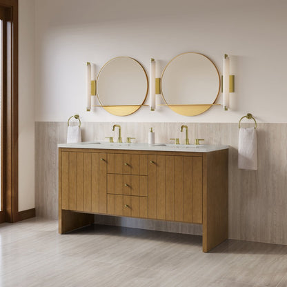 James Martin - Hudson 60" Double Vanity, Honey Oak w/ 3 CM Lime Delight Silestone Top - 435-V60D-HNO-3LDL view 4