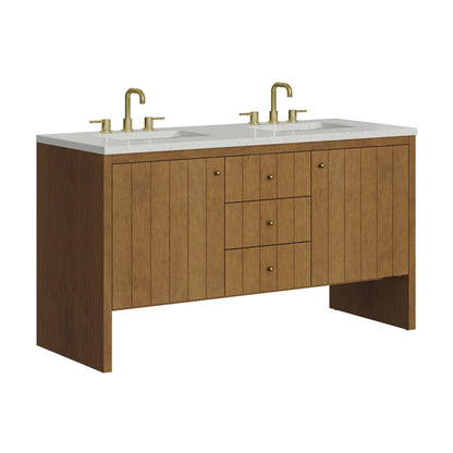 James Martin - Hudson 60" Double Vanity, Honey Oak w/ 3 CM Lime Delight Silestone Top - 435-V60D-HNO-3LDL view 11
