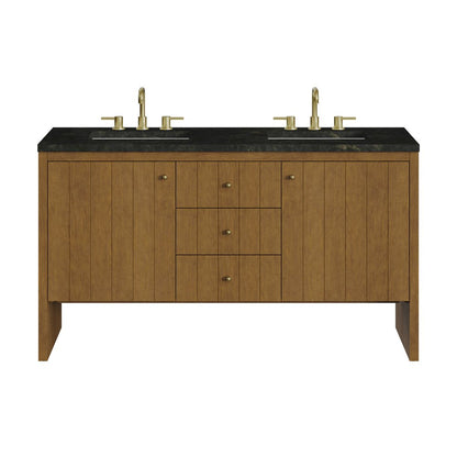 James Martin - Hudson 60" Double Vanity, Honey Oak w/ 3 CM Phantome Eclos Top - 435-V60D-HNO-3PHT view 1
