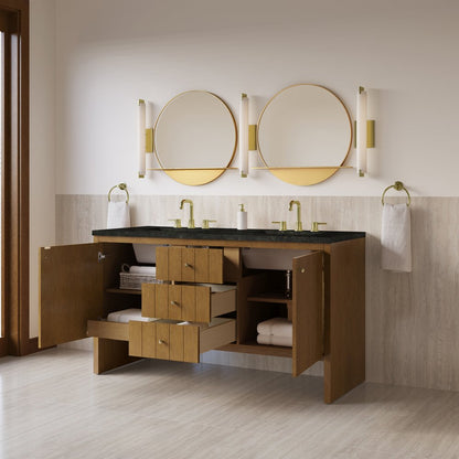 James Martin - Hudson 60" Double Vanity, Honey Oak w/ 3 CM Phantome Eclos Top - 435-V60D-HNO-3PHT view 5
