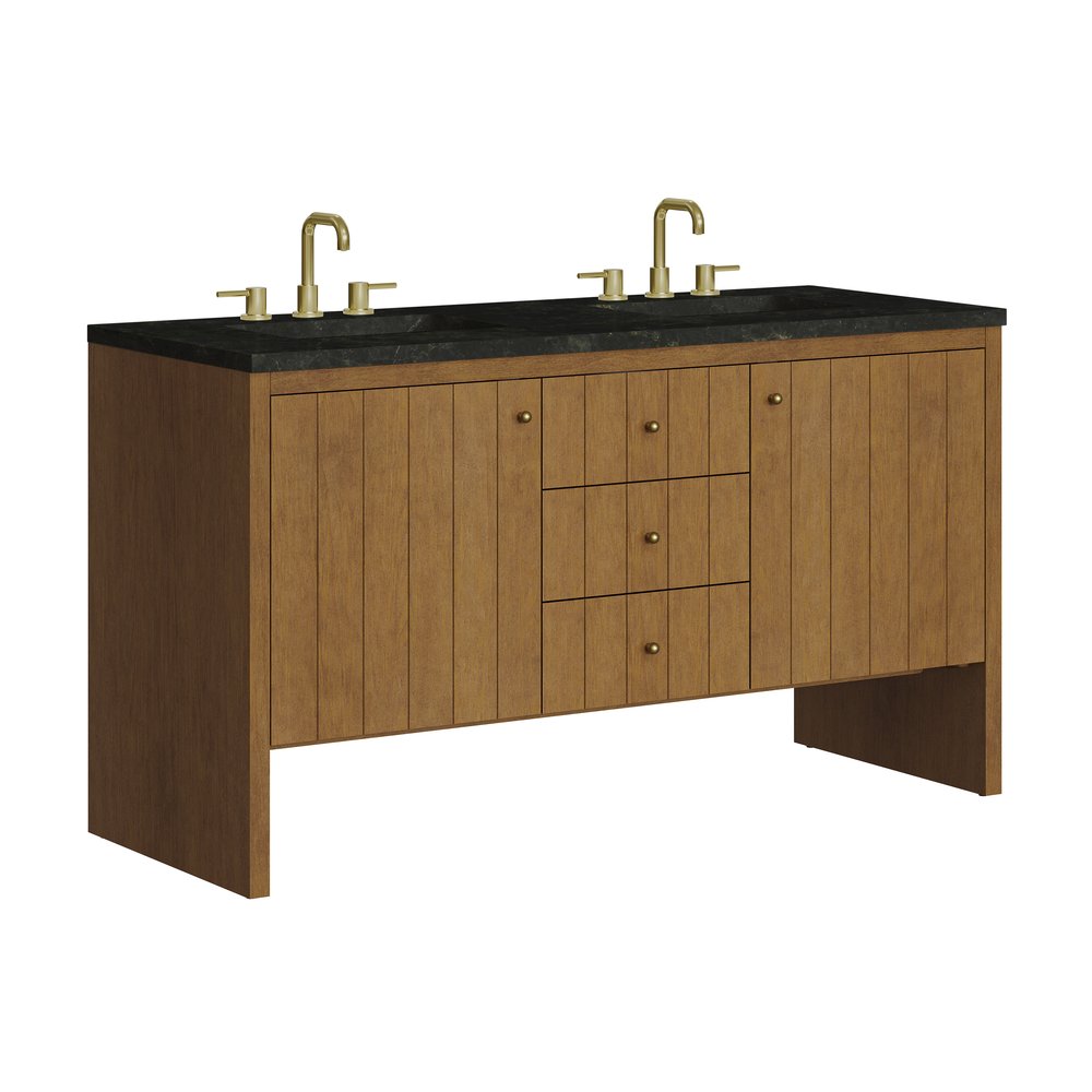 James Martin - Hudson 60" Double Vanity, Honey Oak w/ 3 CM Phantome Eclos Top - 435-V60D-HNO-3PHT view 11