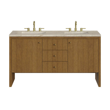 James Martin - Hudson 60" Double Vanity, Honey Oak w/ 3 CM Tajnar Eclos Top - 435-V60D-HNO-3TJR view 1