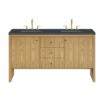 James Martin - Hudson 60" Double Vanity, Light Natural Oak w/ 3 CM Charcoal Soapstone Top - 435-V60D-LNO-3CSP view 1