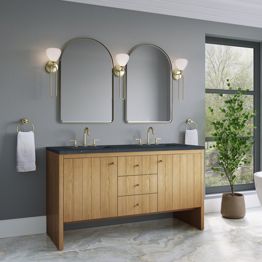 James Martin - Hudson 60" Double Vanity, Light Natural Oak w/ 3 CM Charcoal Soapstone Top - 435-V60D-LNO-3CSP view 4