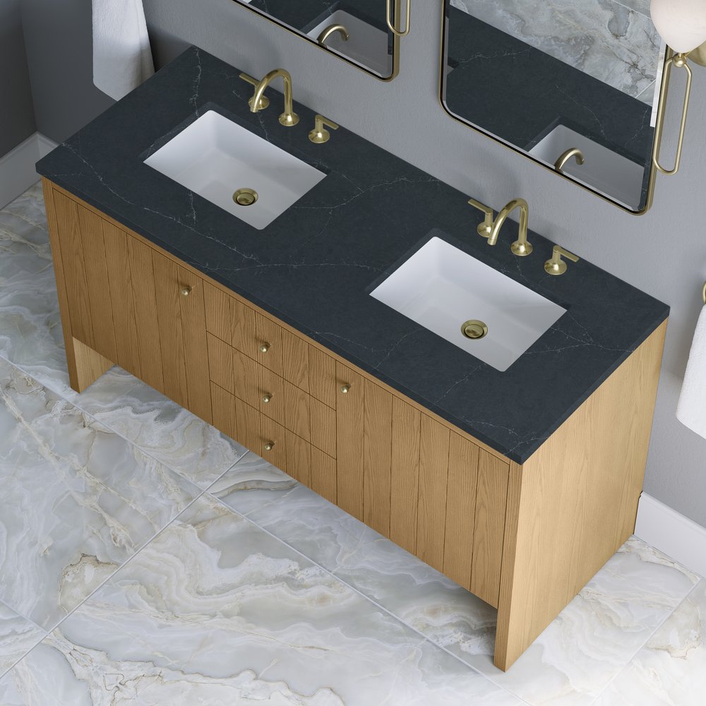 James Martin - Hudson 60" Double Vanity, Light Natural Oak w/ 3 CM Charcoal Soapstone Top - 435-V60D-LNO-3CSP view 8