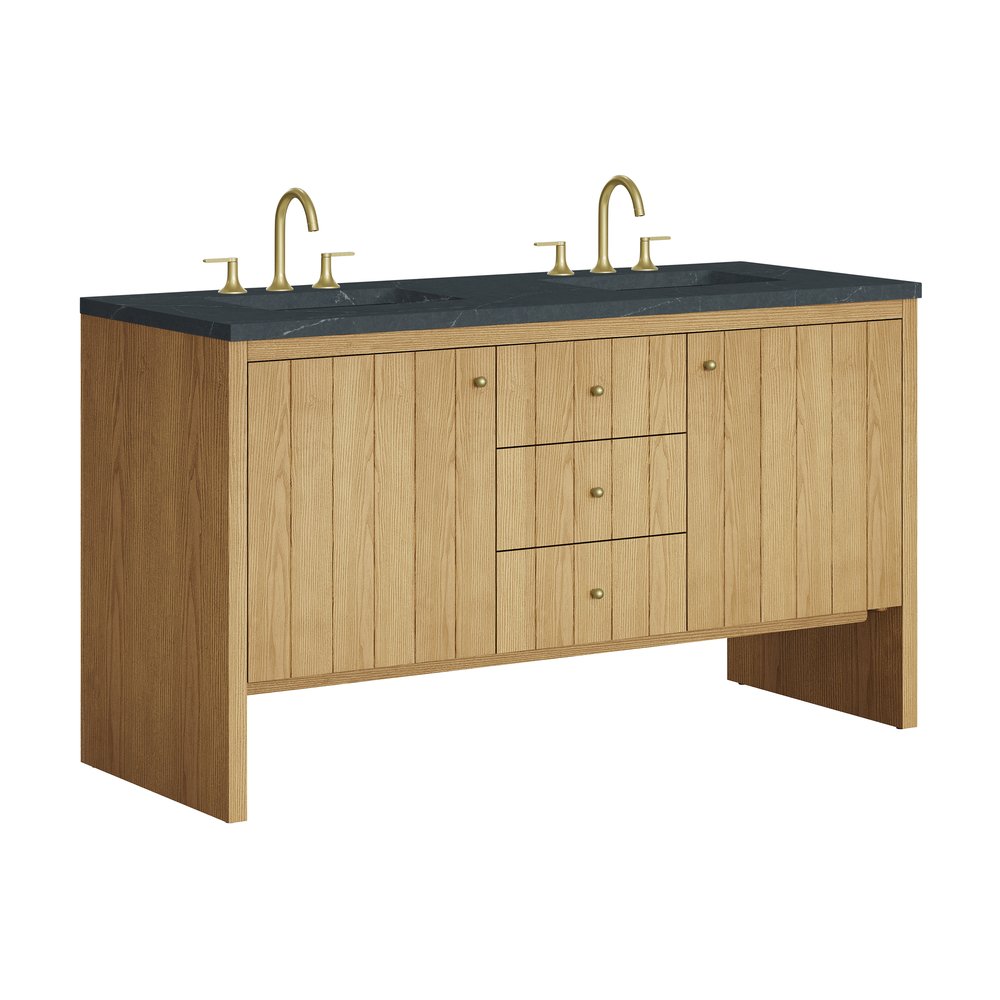 James Martin - Hudson 60" Double Vanity, Light Natural Oak w/ 3 CM Charcoal Soapstone Top - 435-V60D-LNO-3CSP view 11