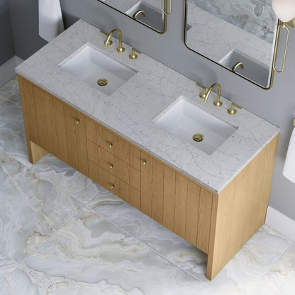 James Martin - Hudson 60" Double Vanity, Light Natural Oak w/ 3 CM Eternal Jasmine Pearl Top - 435-V60D-LNO-3EJP view 8