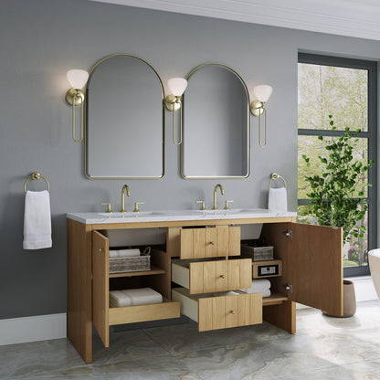 James Martin - Hudson 60" Double Vanity, Light Natural Oak w/ 3 CM Ethereal Noctis Top - 435-V60D-LNO-3ENC view 5
