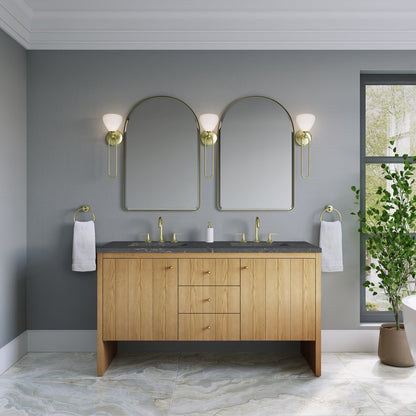 James Martin - Hudson 60" Double Vanity, Light Natural Oak w/ 3 CM Parisien Bleu Top - 435-V60D-LNO-3PBL view 3