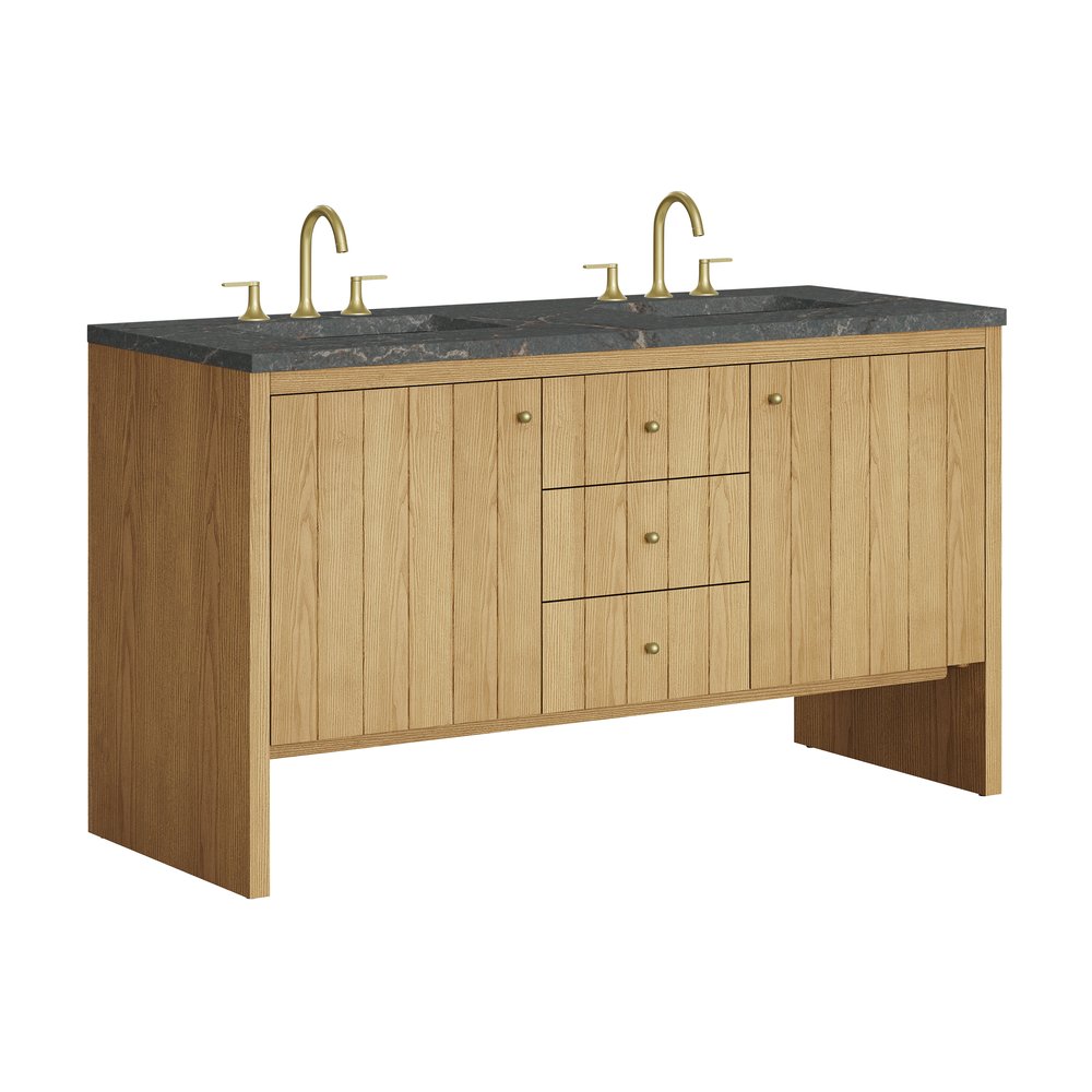 James Martin - Hudson 60" Double Vanity, Light Natural Oak w/ 3 CM Parisien Bleu Top - 435-V60D-LNO-3PBL view 11