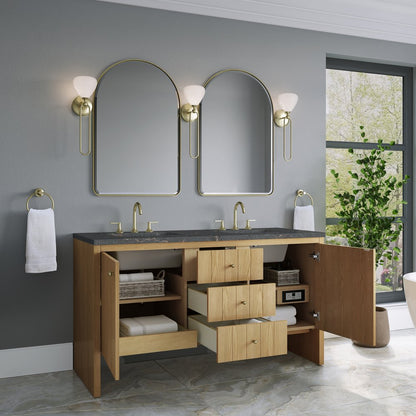 James Martin - Hudson 60" Double Vanity, Light Natural Oak w/ 3 CM Parisien Bleu Top w/FreePower Wireless Charger - 435-V60D-LNO-FPBL view 5