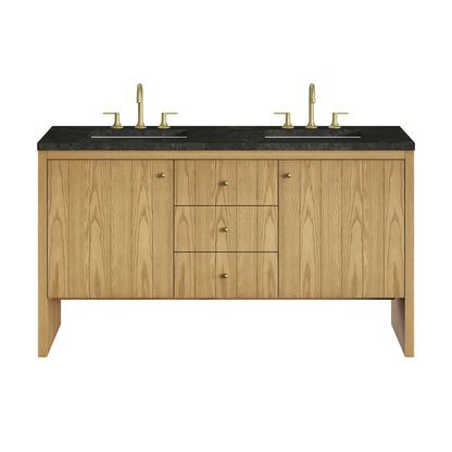 James Martin - Hudson 60" Double Vanity, Light Natural Oak, w/ 3 CM Phantome Eclos Top - 435-V60D-LNO-3PHT view 1
