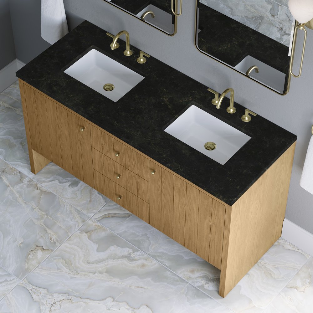 James Martin - Hudson 60" Double Vanity, Light Natural Oak, w/ 3 CM Phantome Eclos Top - 435-V60D-LNO-3PHT view 8