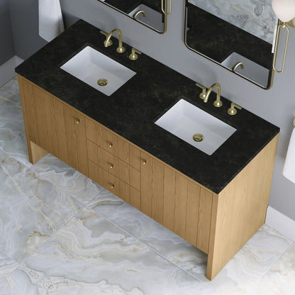 James Martin - Hudson 60" Double Vanity, Light Natural Oak, w/ 3 CM Phantome Eclos Top - 435-V60D-LNO-3PHT view 8