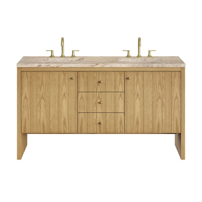 James Martin - Hudson 60" Double Vanity, Light Natural Oak, w/ 3 CM Tajnar Eclos Top - 435-V60D-LNO-3TJR view 1