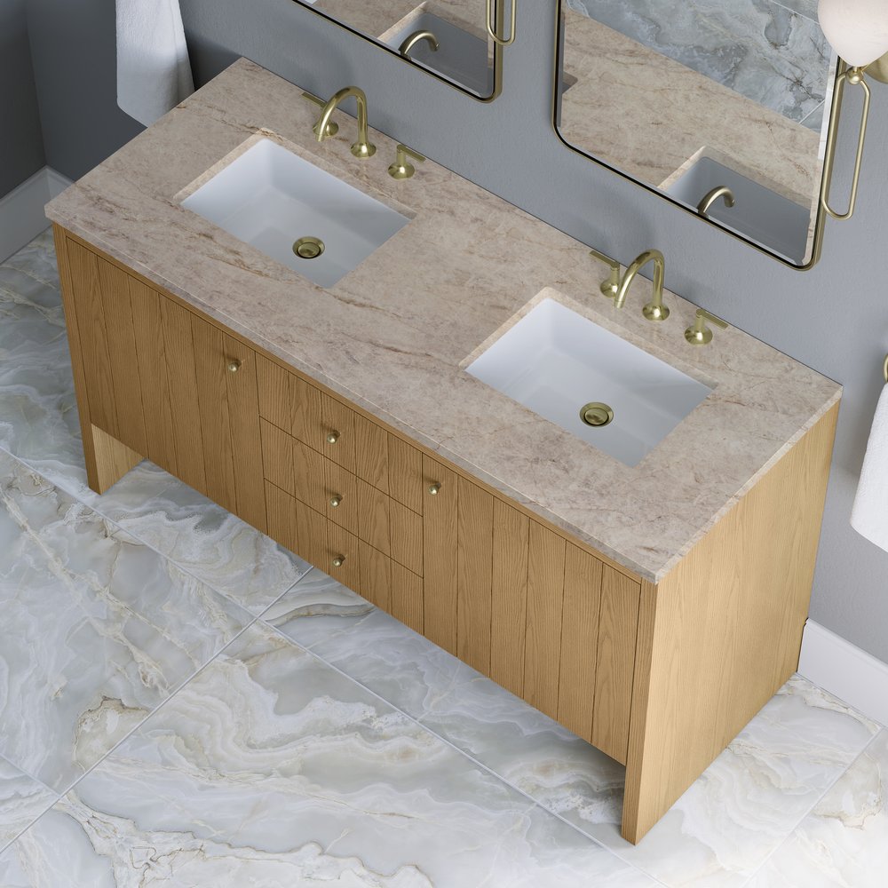James Martin - Hudson 60" Double Vanity, Light Natural Oak, w/ 3 CM Tajnar Eclos Top - 435-V60D-LNO-3TJR view 8