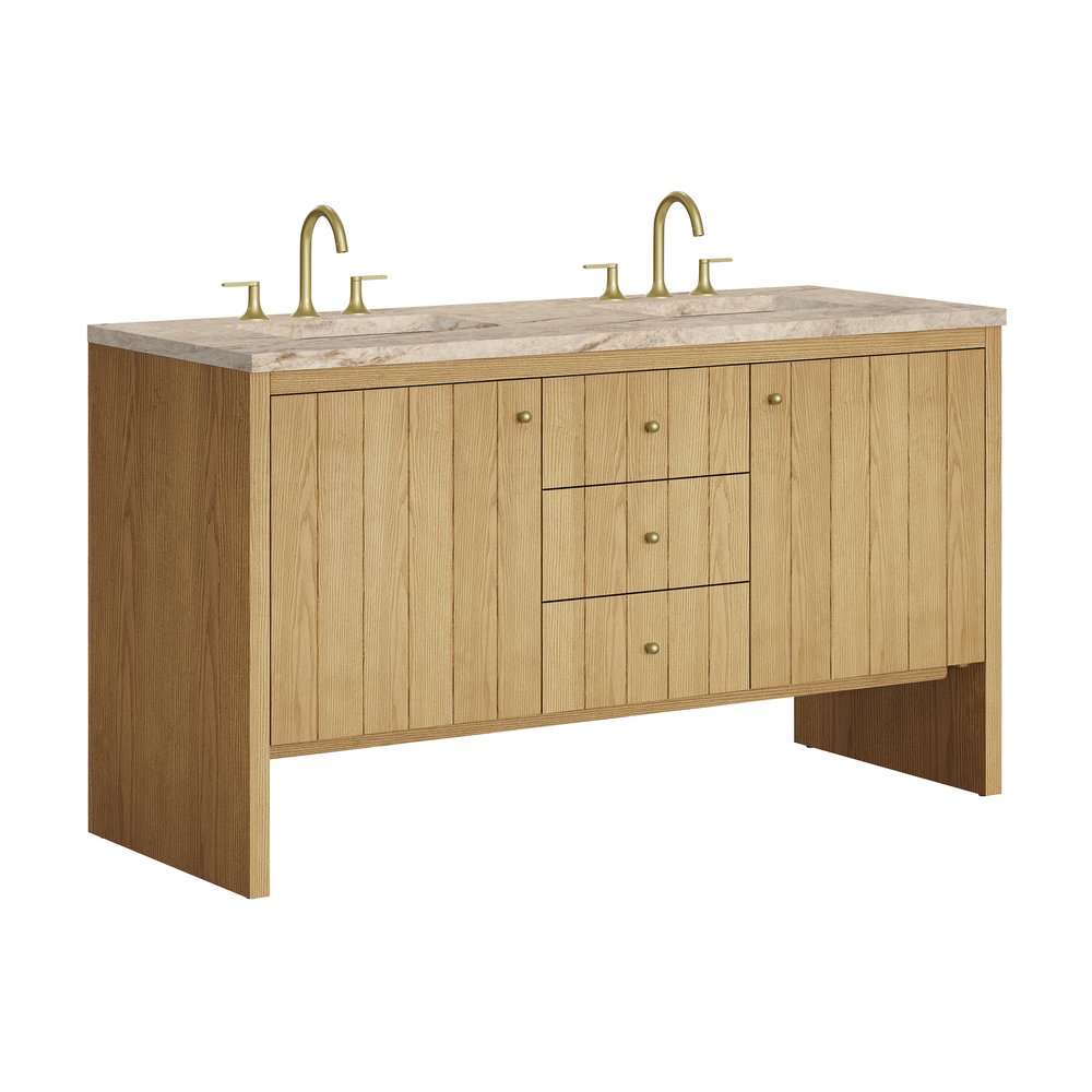 James Martin - Hudson 60" Double Vanity, Light Natural Oak, w/ 3 CM Tajnar Eclos Top - 435-V60D-LNO-3TJR view 11