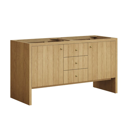 James Martin - Hudson 60" Double Vanity, Light Natural Oak w/ 3 CM Victorian Silver Top - 435-V60D-LNO-3VSL view 2