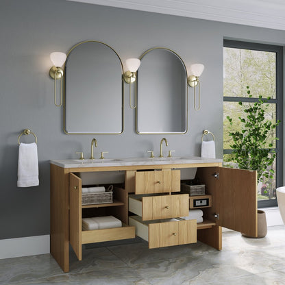 James Martin - Hudson 60" Double Vanity, Light Natural Oak w/ 3 CM Victorian Silver Top - 435-V60D-LNO-3VSL view 5