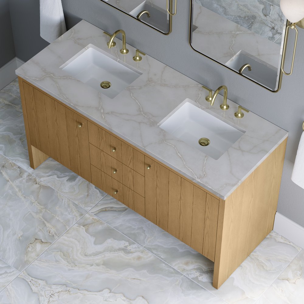 James Martin - Hudson 60" Double Vanity, Light Natural Oak w/ 3 CM Victorian Silver Top - 435-V60D-LNO-3VSL view 8