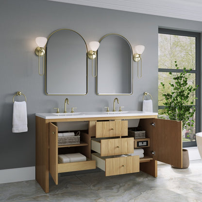 James Martin - Hudson 60" Double Vanity, Light Natural Oak w/ 3 CM White Zeus Top - 435-V60D-LNO-3WZ view 5