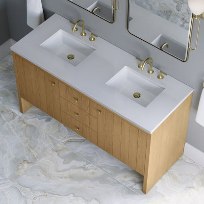 James Martin - Hudson 60" Double Vanity, Light Natural Oak w/ 3 CM White Zeus Top - 435-V60D-LNO-3WZ view 10