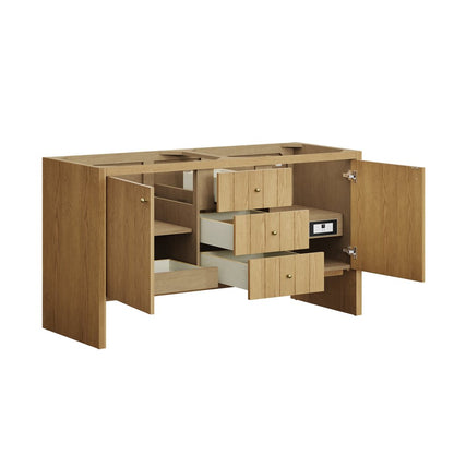 James Martin - Hudson 60" Double Vanity, Light Natural Oak w/ Single Hole 3 CM White Zeus Top & Backsplash - 435-V60D-LNO-1WZ view 7