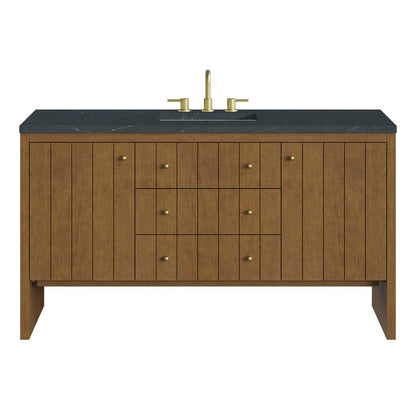 James Martin - Hudson 60" Single Vanity, Honey Oak w/ 3 CM Charcoal Soapstone Silestone Top - 435-V60S-HNO-3CSP view 1