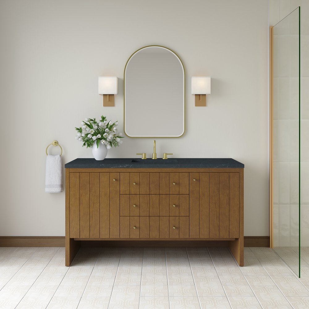 James Martin - Hudson 60" Single Vanity, Honey Oak w/ 3 CM Charcoal Soapstone Silestone Top - 435-V60S-HNO-3CSP view 3