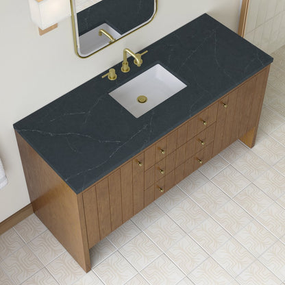 James Martin - Hudson 60" Single Vanity, Honey Oak w/ 3 CM Charcoal Soapstone Silestone Top - 435-V60S-HNO-3CSP view 8