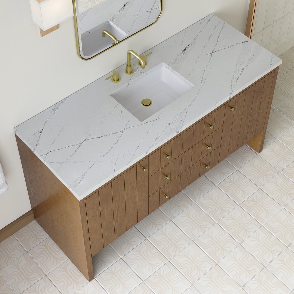 James Martin - Hudson 60" Single Vanity, Honey Oak w/ 3 CM Ethereal Noctis Silestone Top - 435-V60S-HNO-3ENC view 8