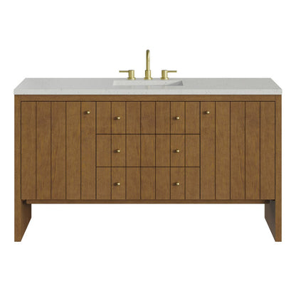 James Martin - Hudson 60" Single Vanity, Honey Oak w/ 3 CM Lime Delight Silestone Top - 435-V60S-HNO-3LDL view 1