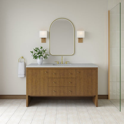 James Martin - Hudson 60" Single Vanity, Honey Oak w/ 3 CM Lime Delight Silestone Top - 435-V60S-HNO-3LDL view 3
