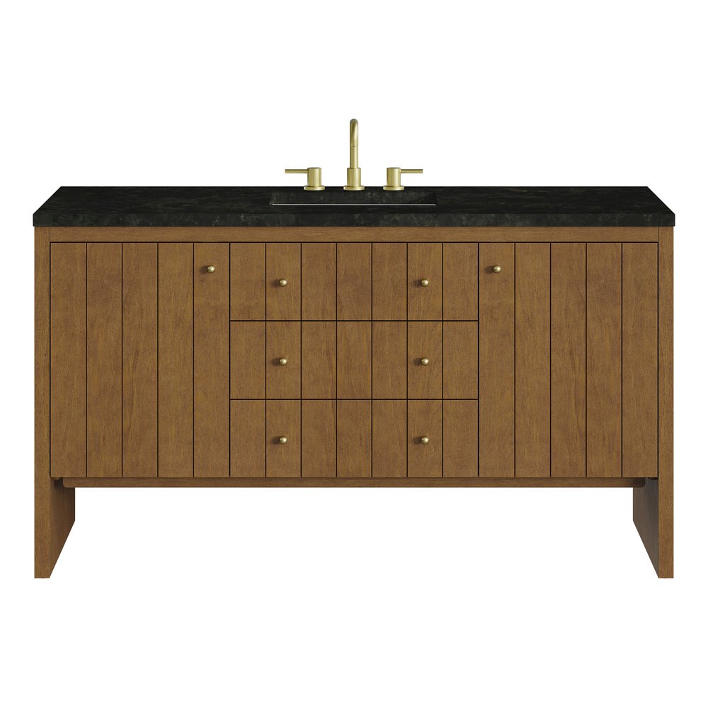 James Martin - Hudson 60" Single Vanity, Honey Oak w/ 3 CM Phantome Eclos Top - 435-V60S-HNO-3PHT view 1