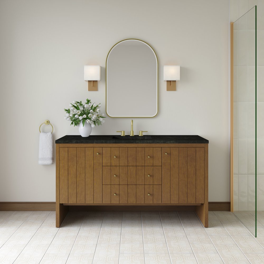 James Martin - Hudson 60" Single Vanity, Honey Oak w/ 3 CM Phantome Eclos Top - 435-V60S-HNO-3PHT view 3
